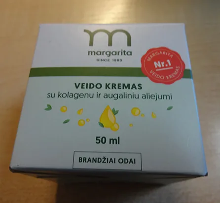 Crema viso «Veido kremas su kolagenu ir augaliniu aliejumi brandžiai odai» (Margarita)