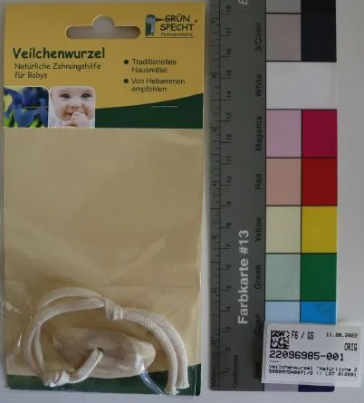 Giocattolo per dentizione «Veilchenwurzel "Natürliche Zahnungshilfe für Babys" Grünspecht» — foto 2 dell'alert A12/01460/22