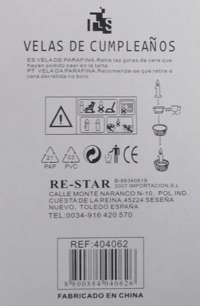 Candele decorative «Velas De Cumpleanos ('Birthday candles')» — foto 2 dell'alert A12/0792/17
