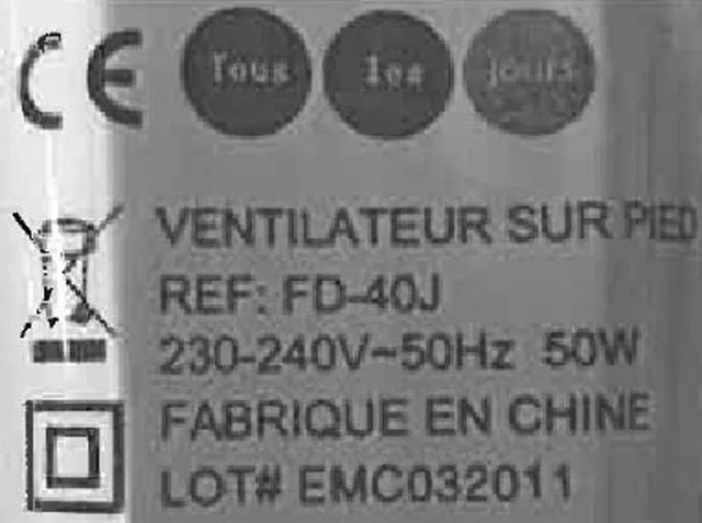 Ventilatore elettrico "Ventilateur sur Pied" &amp; #13; &amp; #13; — foto 1 dell'alert 0014/12