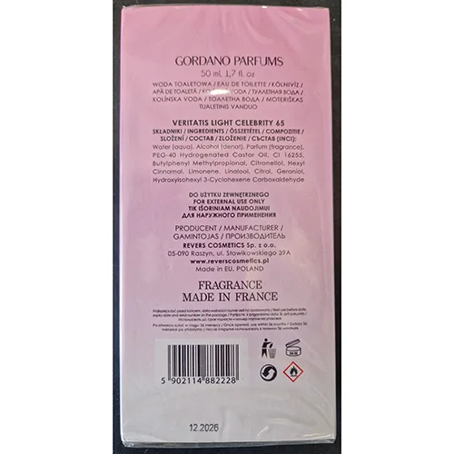 Eau de toilette «VERITATIS LIGHT CELEBRITY 65» — foto 2 dell'alert A12/02497/24