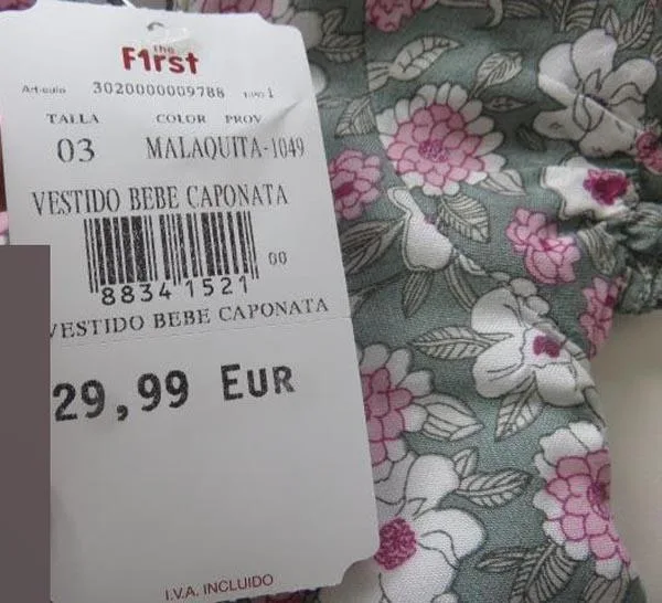 Vestito dei bambini «Vestidito bebé Caponata» — foto 2 dell'alert A12/0219/18