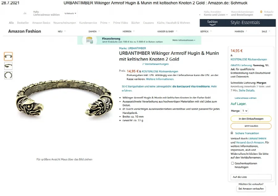 Bangle «Vikings bracelet» — foto 4 dell'alert A12/00750/22