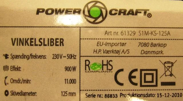 Smerigliatrice angolare «Vinkelslider» (Power Craft)