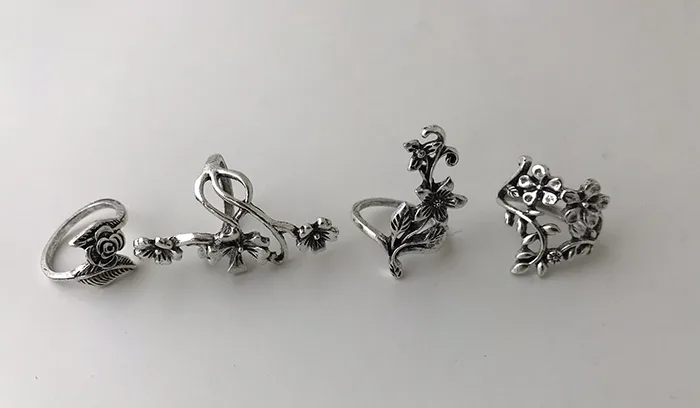 Set di anelli «Vintage 4 st Ring Set Bohemian Flower Silver Ringar Punk Knuckle Ring Set Kvinnor» — foto 2 dell'alert INFO/00082/21