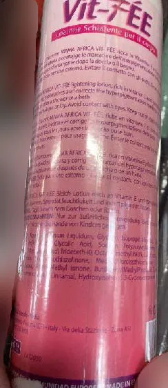 Lozione per l'alleggerimento della pelle «Vit-Fee Whitening Beauty Lotion» — foto 3 dell'alert A12/00447/22