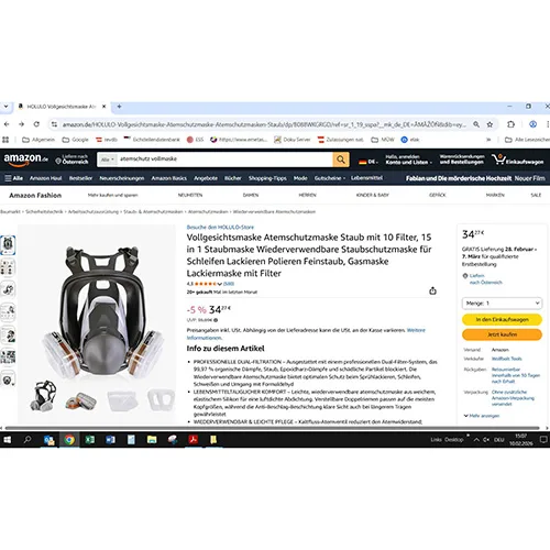 Maschera respiratoria «Vollgesichtsmaske Atemschutzmaske»