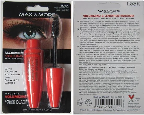 Mascara «Volumizing &amp; Lengthen Mascara» (Max &amp; More)