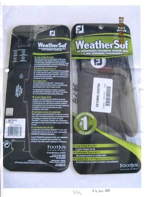 Guanto da golf & #13; & #13; «WeatherSof, The Revolutionary Performance Synthetic Glove, Le gant synthétique révolutio…» — foto 1 dell'alert A12/1327/12