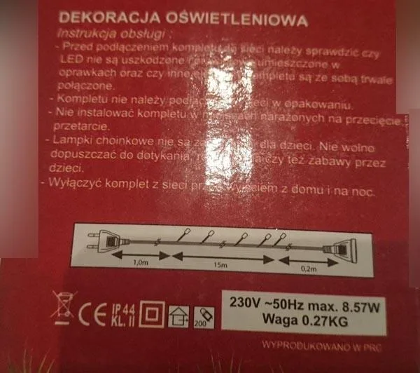 Catena di illuminazione «WESOLYCH SWIAT LAMPKI CHOINKOWE ('Merry Christmas Tree Lights')» — foto 2 dell'alert A12/0784/16