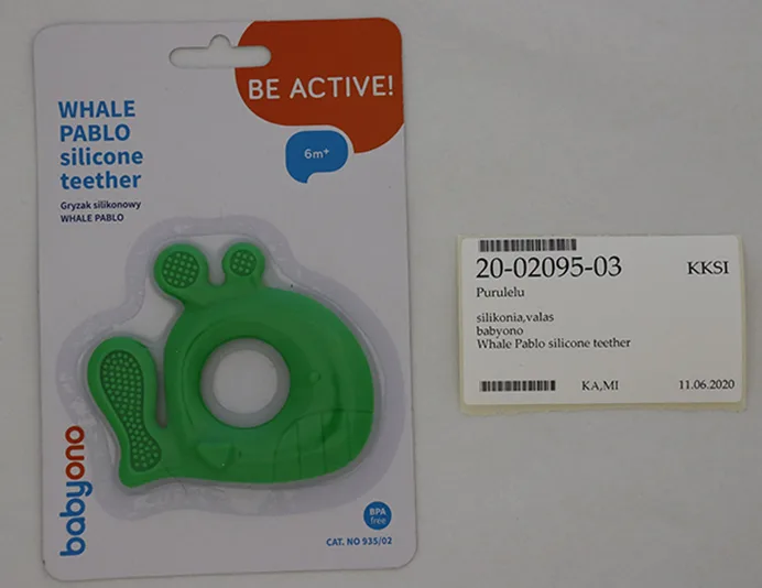 Dentiere «Whale Pablo silicone teether» (Babyono)