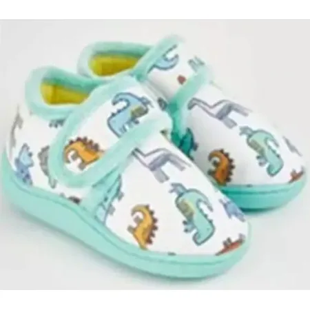 Pantofole per bambini «White all over print dinosaur slipper» (George)