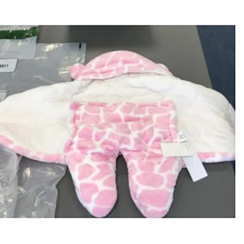 Sacco nanna per bambini «White and Pink Flannel Hooded Baby Sleeping Bag» (Unbranded)