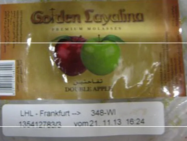 Melassa tabacco «White Grape, Blue Mist, Blueberry Grape, After Glow, Double Apple» — foto 1 dell'alert A12/0045/14