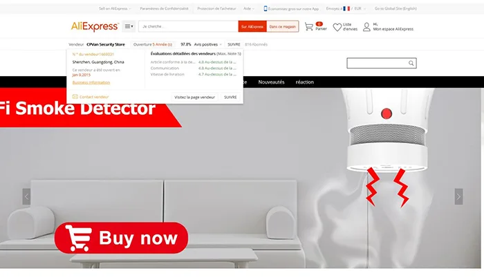 Rilevatore di fumo/allarme «WiFi smoke detector» — foto 4 dell'alert A12/01037/21
