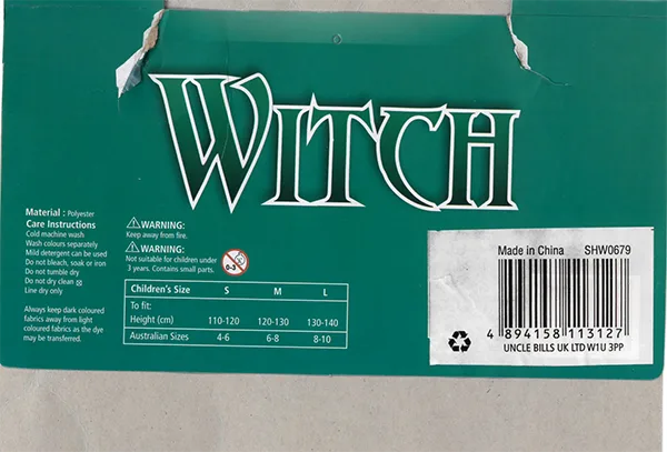 Vestito di fantasia «Witch Kids Costume» — foto 2 dell'alert INFO/00134/22