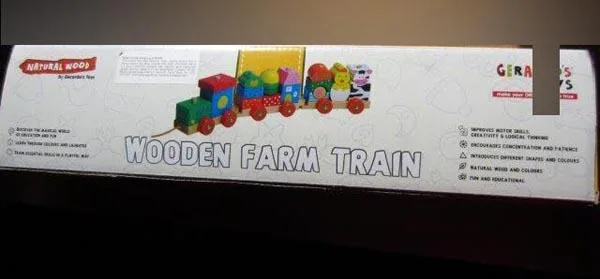 Giocattolo di legno pull-along «WOODEN FARM TRAIN» (Gerardo's Toys)