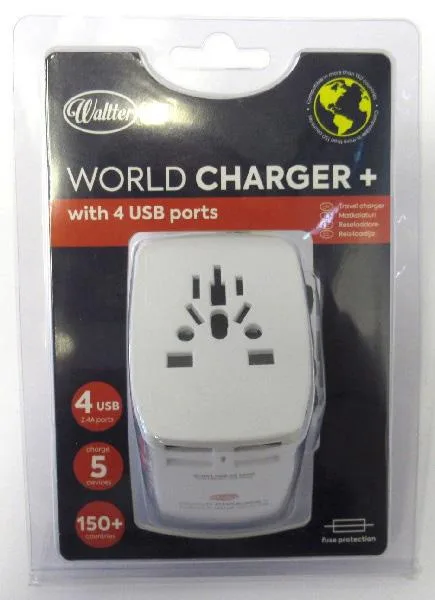 Adattatore da viaggio/caricabatterie USB «World charger» (Waltter)