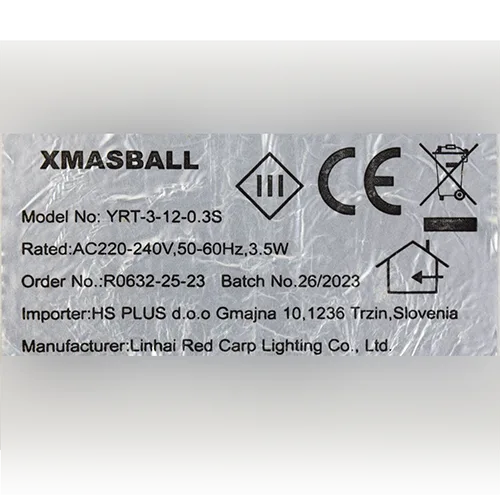 Catena di illuminazione «XMASBALL» — foto 4 dell'alert SR/02866/26