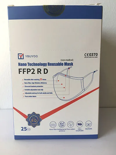 Maschera filtro antiparticolato «YBUYOO Nano Technology Reusable Mask FFP2 R D» — foto 5 dell'alert A12/00673/22