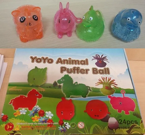 Palla di puffer con fischio «"Yoyo Animal Puffer Ball" and "SOACE BALLl"» (Unknown)