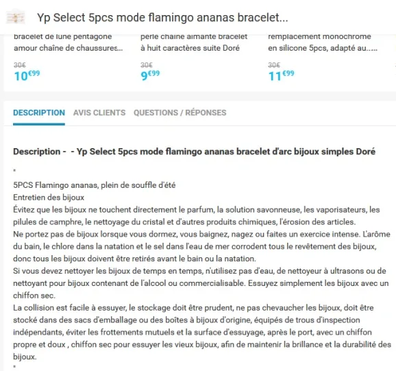 Bracciale «Yp Select 5pcs mode flamingo ananas bracelet d'arc bijoux simples Doré» — foto 2 dell'alert A12/00664/21