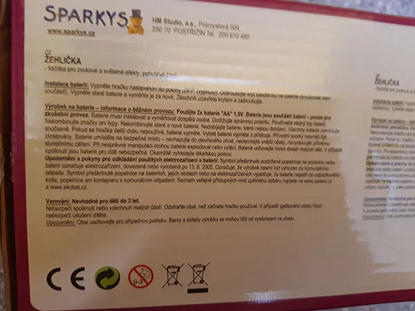 Giocattolo a batteria «Žehlička» (SPARKYS)