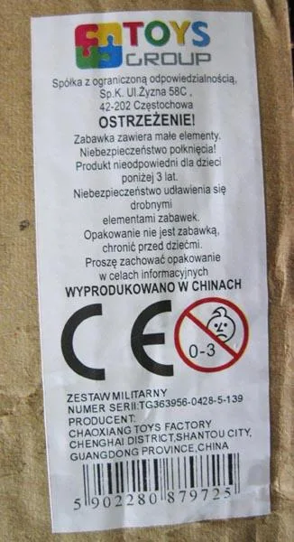 Set di armi giocattolo «Zestaw militarny (Military set)» — foto 2 dell'alert A12/0554/17