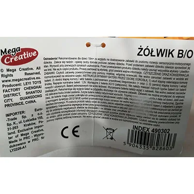 Giocattolo di plastica «Zolwik b/o» — foto 2 dell'alert SR/00698/25